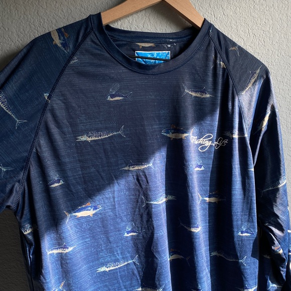 Fishing Life Sunproof Long Sleeve Dark Blue Large - New - Picture 7 of 8